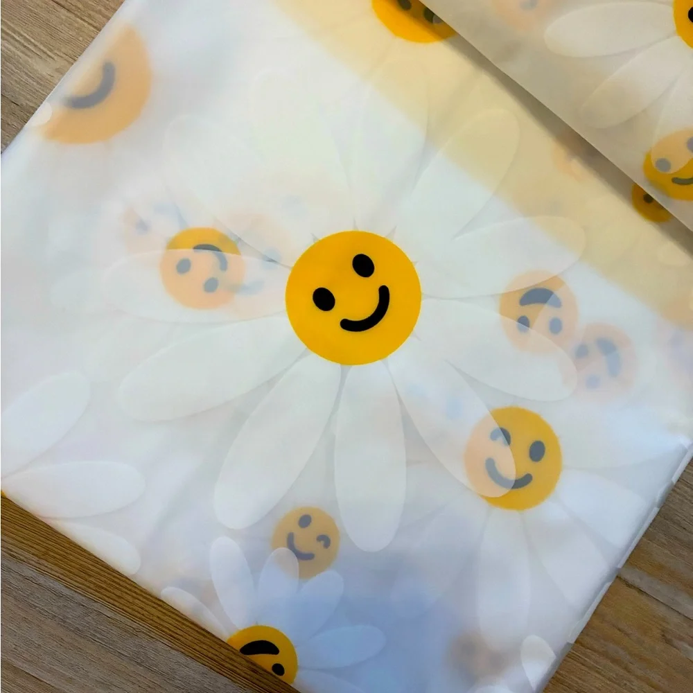 Smiley face daisy shower curtain